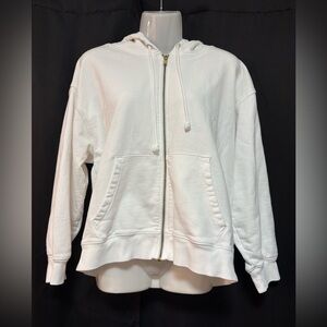 JCREW WHITE 3/4 SLEEVE LOOSE FIT  HOODIE SIZE SMALL